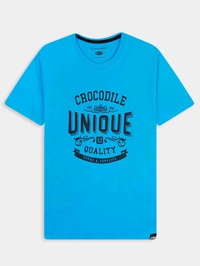 CROCODILE  Mens Printed Blue T-shirt 6C1                        - Royal Blue, L, 0.200