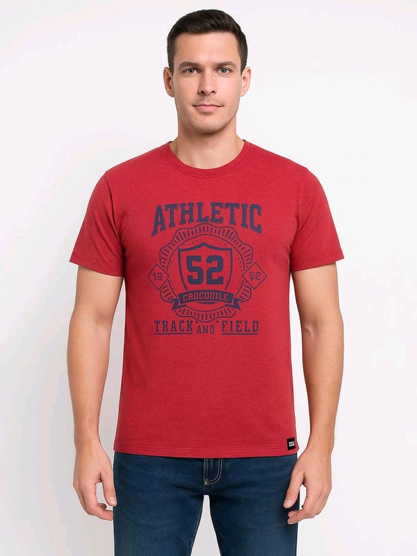 CROCODILE  Mens Printed Green T-shirt  6A1                      - Red, 2XL