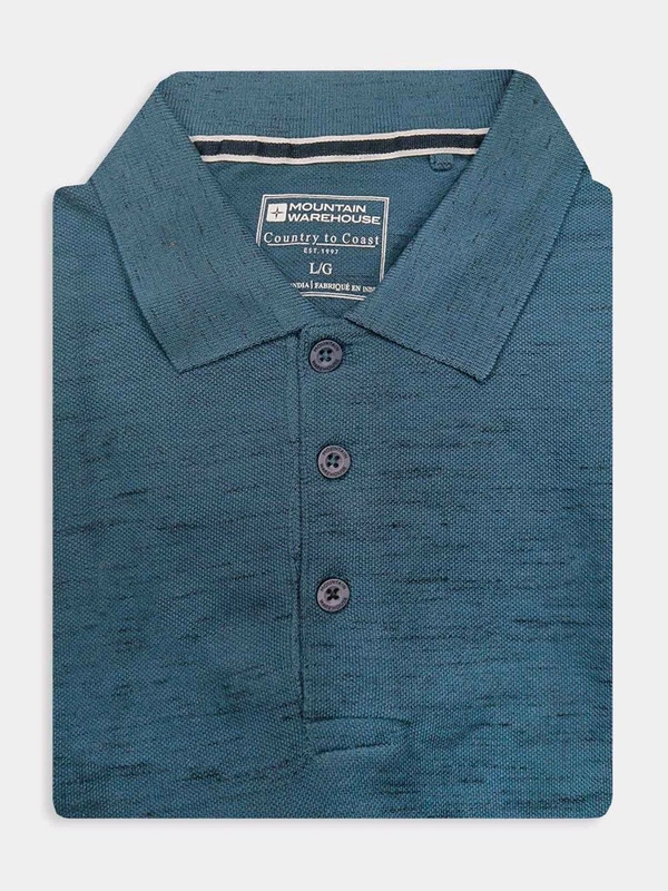 MOUNTAIN WAREHOUSE  Mens Slub Textured Blue PoloT Shirt 2A3 - Cornflower Blue, S