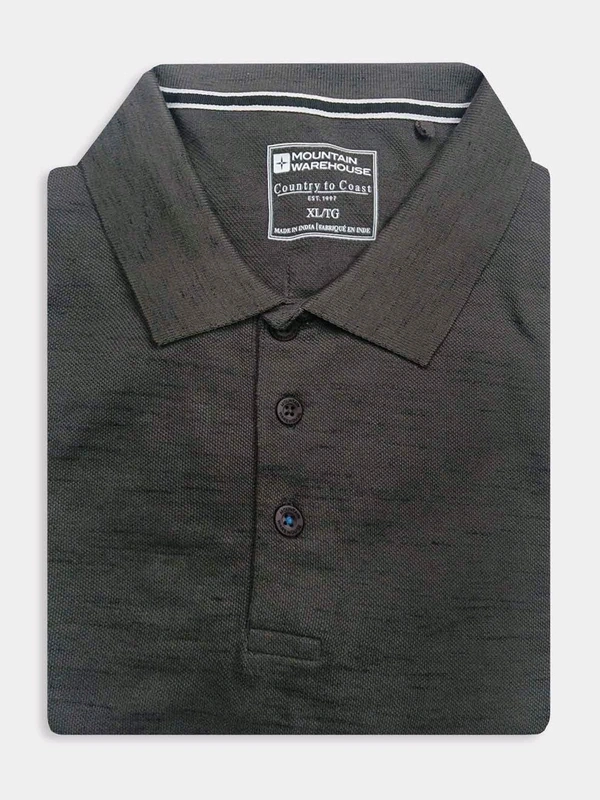 Mens Slub Textured Blue PoloT Shirt 2A3 - Olive, L