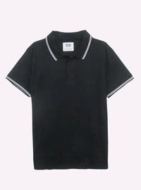 Mens Polo Tshirt Black 5A1 - Black, L