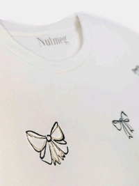 Nutmel  Girals Glitter Printed Crop Top 0A6 - White, 5 /6Y