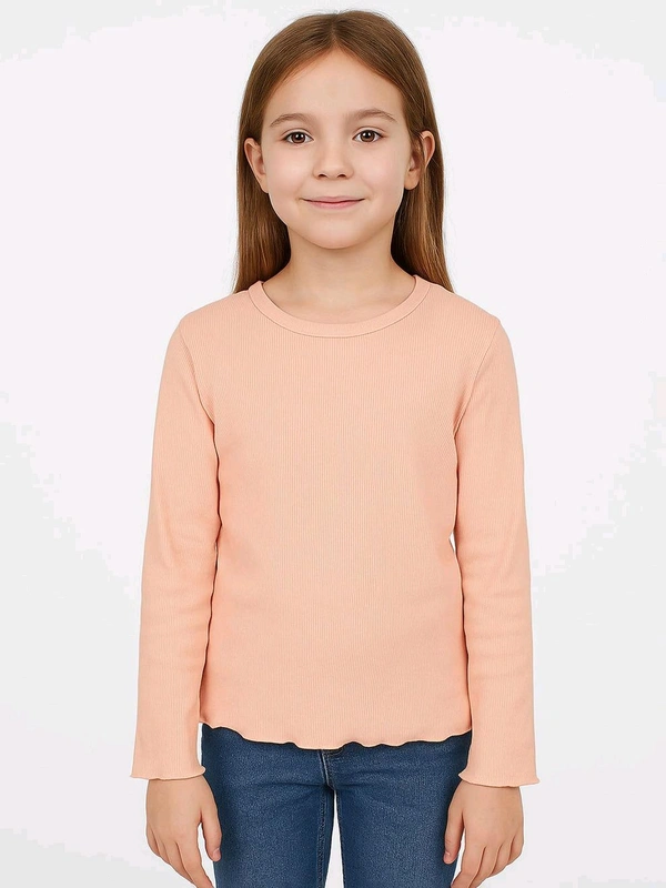 LITTLE STAR  Girals Ribbed Long Sleeve Top 6B1 - Sundown, 18 M