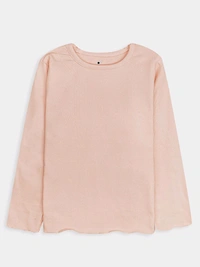 LITTLE STAR  Girals Ribbed Long Sleeve Top 6B1 - Sundown, 2Y