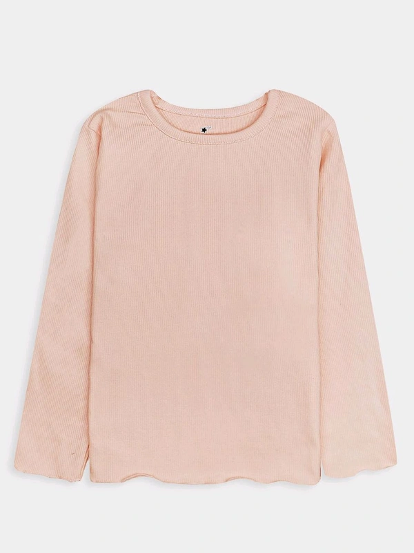 LITTLE STAR  Girals Ribbed Long Sleeve Top 6B1 - Sundown, 4Y