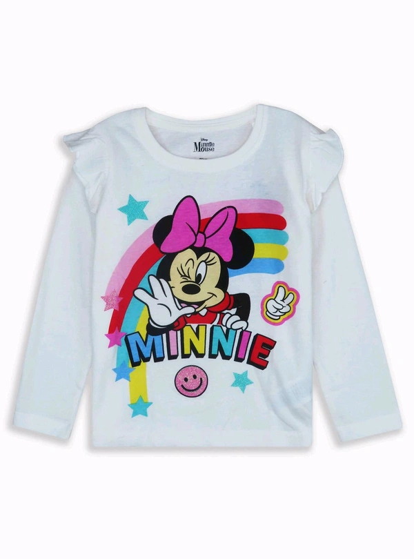 MINNIE MOUSE Girls Long Sleeve T Shirt 6B6 - White, 6Y