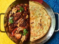 Lachha Parntha With Chicken Chilli Gravy