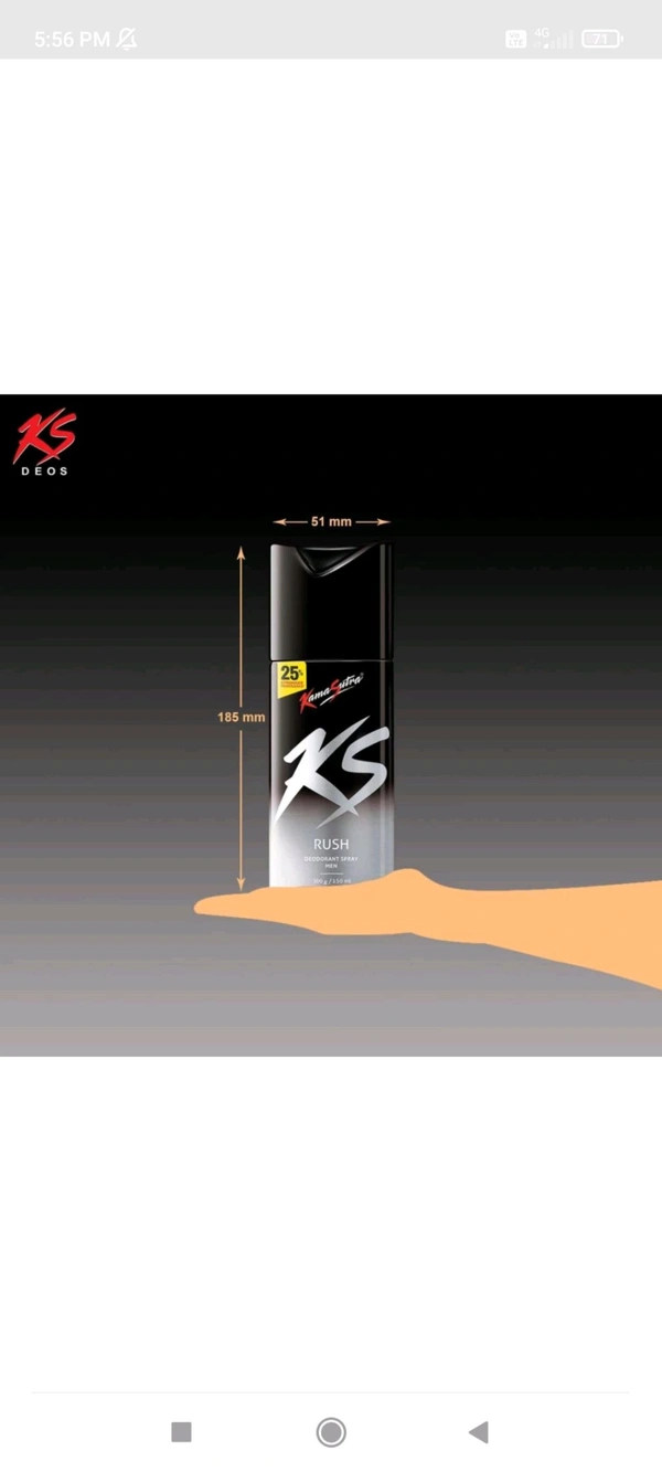 KS RUSH DEODORANT SPRAY (₹10 Off) - 150ml / 100g