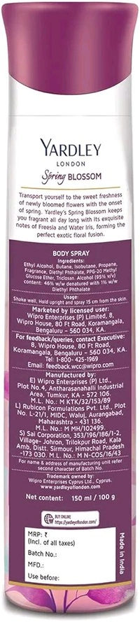 Yardley London Spring Blossom Refreshing Body Spray ( ₹70off) - 150ml / 100g
