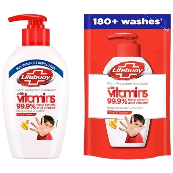 LIFE BUOY GERM PROTECTION HANDWASH Buy 1 Get 1 Refill Free - 190ml+185ml