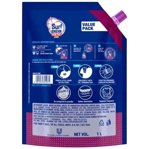 SURF EXCEL MATIC TOP LOAD DETERGENT LIQUID POUCH - 1liter