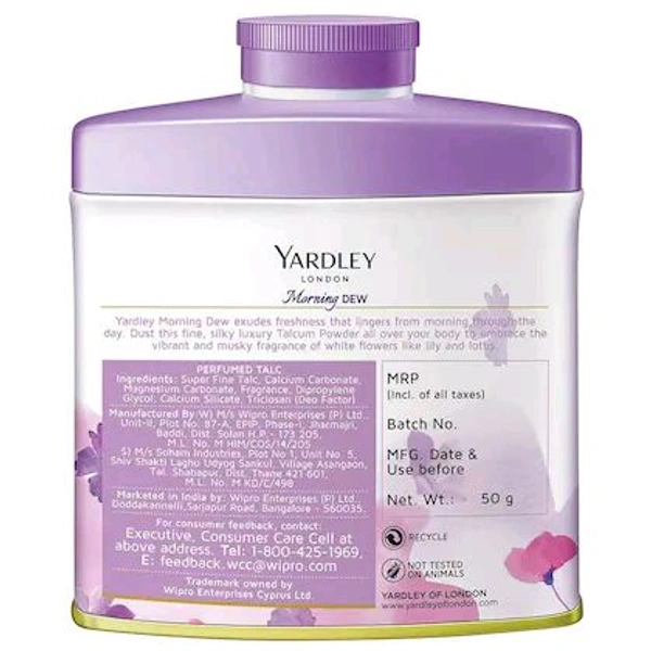 YARDLEY LONDON Morning Dew Perfumed Talc  - 50g