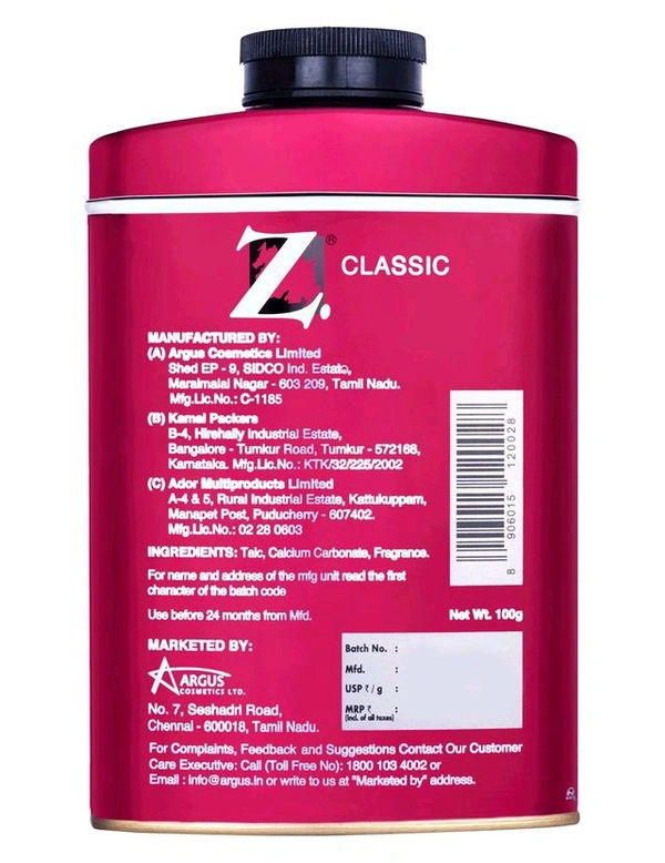 Z TALC MAGNETISM FOR MEN  - 100g