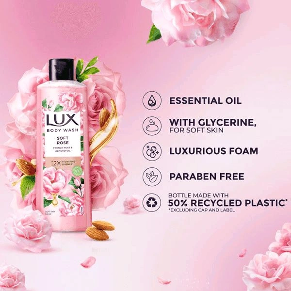 LUX SOFT ROSE BODY WASH - 245ml