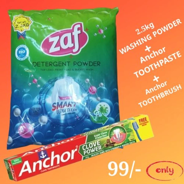 ZAF WASHING POWDER & Anchor TOOTHPASTE - 2.5kg