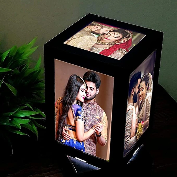 Rotating Cube (Customized Led Table Lamps With 5 Personalized Photo Frames Rotating Cube)