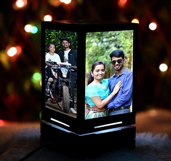 Rotating Cube (Customized Led Table Lamps With 5 Personalized Photo Frames Rotating Cube)
