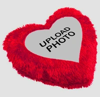 Fur Red Pillow/Cushion for Valentine Day and Personalized Gifts (Fur Heart Shape Cushion with Free 1 Key Chain) - Red