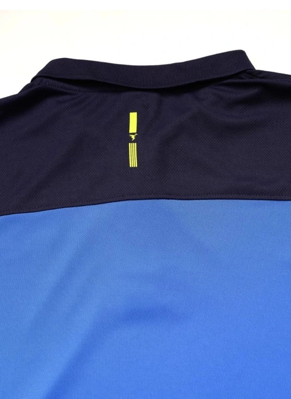 Men Color Block Polo Neck Blue T-Shirt - Xl