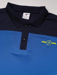 Men Color Block Polo Neck Blue T-Shirt - Xl