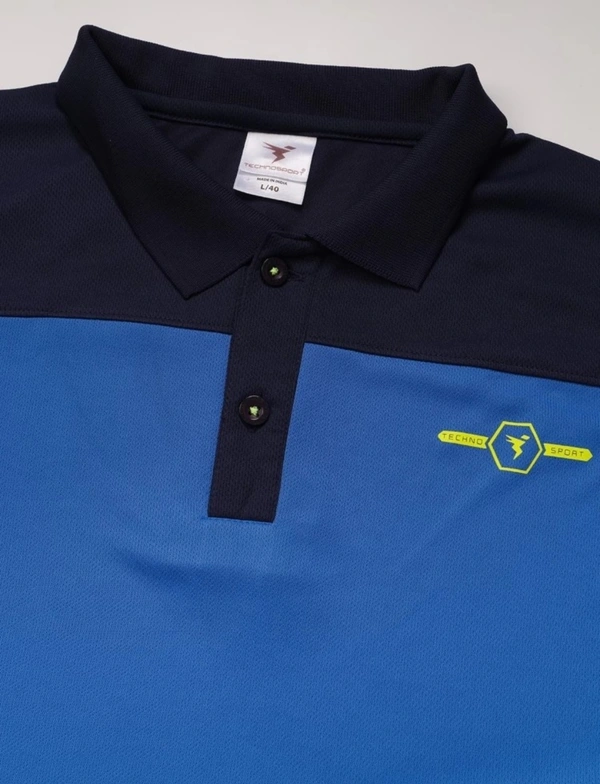 Men Color Block Polo Neck Blue T-Shirt - Xl