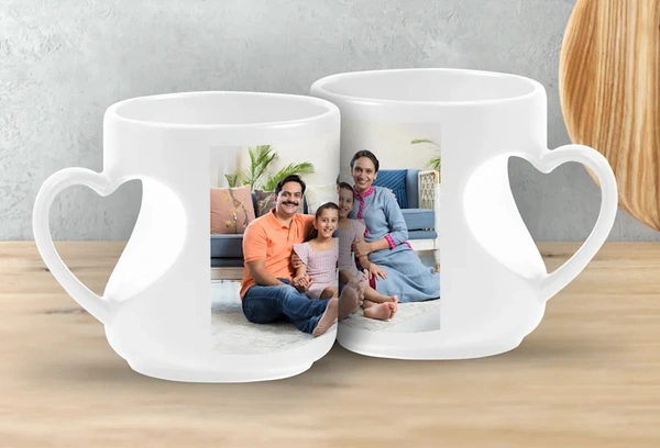 Personalised Heart Cut Handle Mug - White