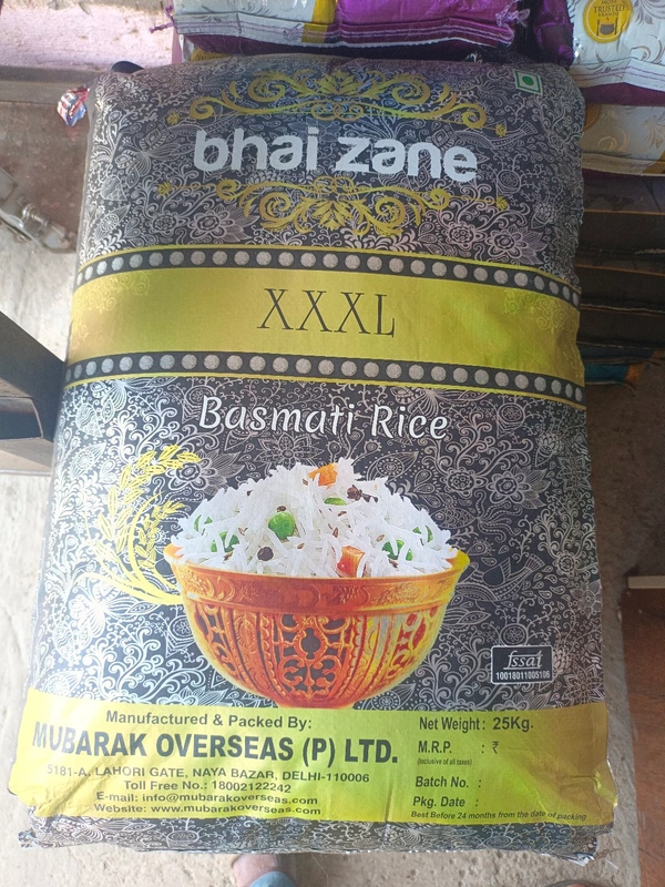 BHAI ZANE - XXXL BASMATI RICE - 25 Kg