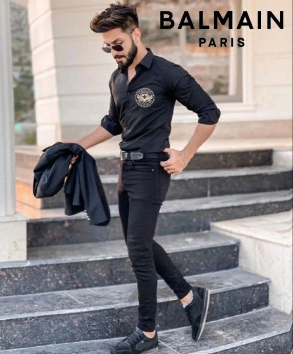 Luxury And Premium Cotton Shirt For Men - Black, S
