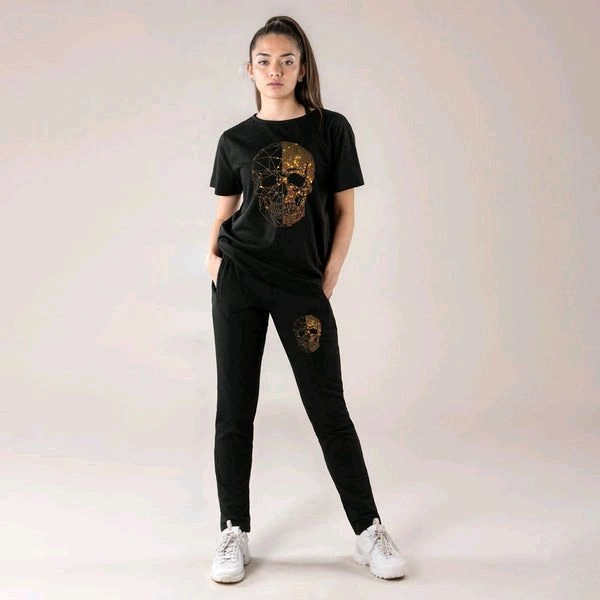 Women Luxury Co-Ord Set(SKULL) - Black, S