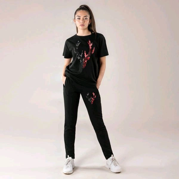Women Luxury Co-Ord Set(DEER) - Black, S