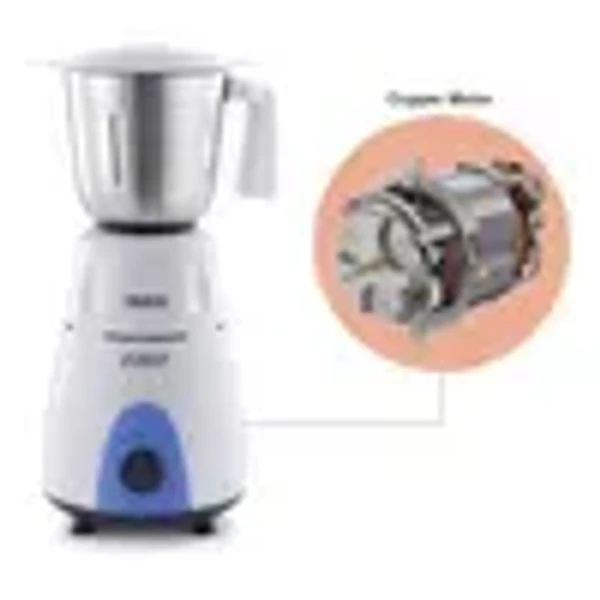 Usha USHA Colt 500 Watt 3 Jars Mixer Grinder (Overload Protection, White/Blue)