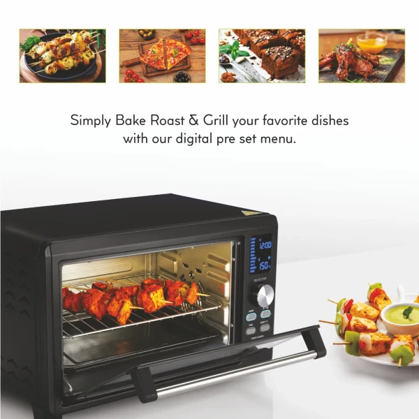 Glen Digital Oven Toaster Griller (OTG) - 23 Litres with Convection, Motorized Rotisserie 1500W - Black (5023DIGI)