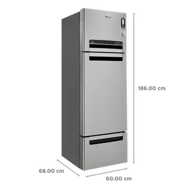 WHIRLPOOL Whirlpool FP 343D Protton Roy 330 Litres Frost Free Triple Door Refrigerator with 6th Sense ActiveFresh Technology (20817, Alpha Steel)