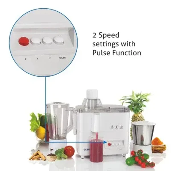 GLEN 3-in-1 Juicer Mixer Grinder 500W with 1 Transparent Liquidiser, 1 Stainless Steel Grinder Jars - White (4010) Original price??? 4,695 Current price??? 2,817 Save 40%