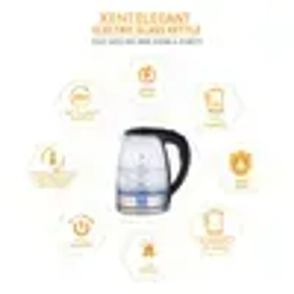 KENT Elegant 2000 Watt 1.8 Litre Electric Kettle with 360 Degree Rotation Base (Transparent)