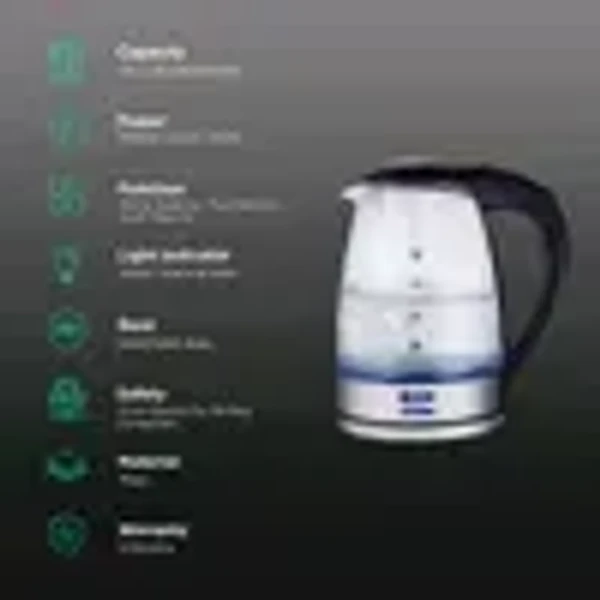 KENT Elegant 2000 Watt 1.8 Litre Electric Kettle with 360 Degree Rotation Base (Transparent)