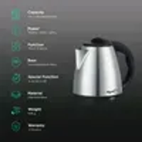 Pigeon 1300 Watt 1.5 Litre Electric Kettle with Auto Shut Off (Silver)