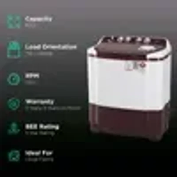 LG 8 kg 5 Star Semi Automatic Washing Machine with Lint Filter (P8030SRAZ.ABGQEIL, Burgundy)