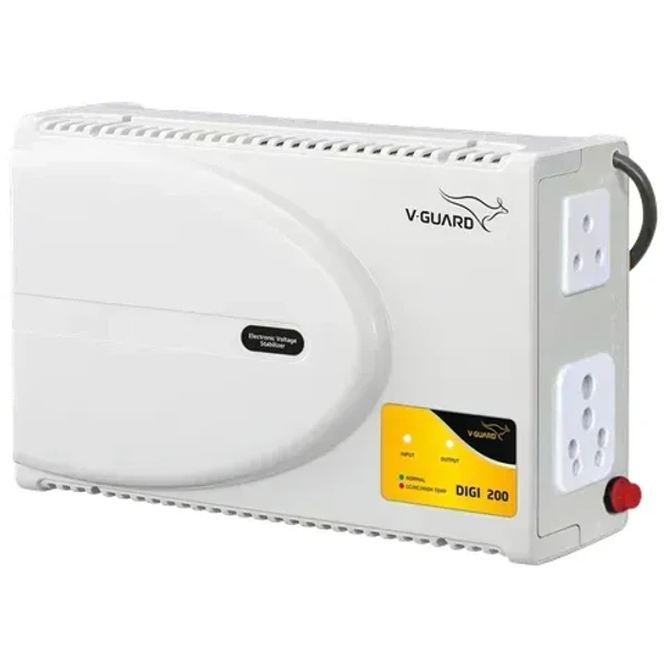 V-GUARD 6 Amps Voltage Stabilizer For Up to 203cm (80") TV + 1 Set Top Box + 1 Home Theatre (200 - 240V AC Output, Digi 200, White)