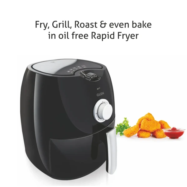 Glen Electric Air Fryer 2.8 Litres, 1350w Rapid Air Technology, Black (3044) - Black