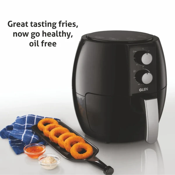 Glen Electric Rapid Fryer 3.8 Litres, 1350W, Temperature Control, Removable Frying Basket - Black (3048) - Black