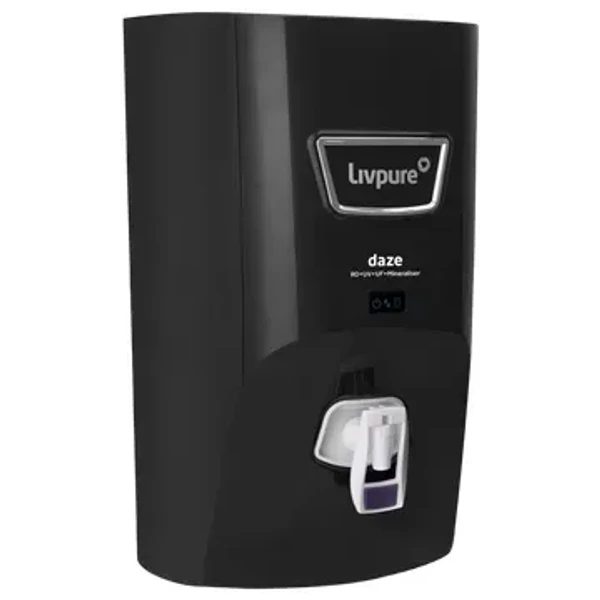 Livpure Daze 7L RO + UV + UF Water Purifier with Super Sediment Filter (Black) - Black