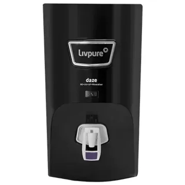 Livpure Daze 7L RO + UV + UF Water Purifier with Super Sediment Filter (Black) - Black