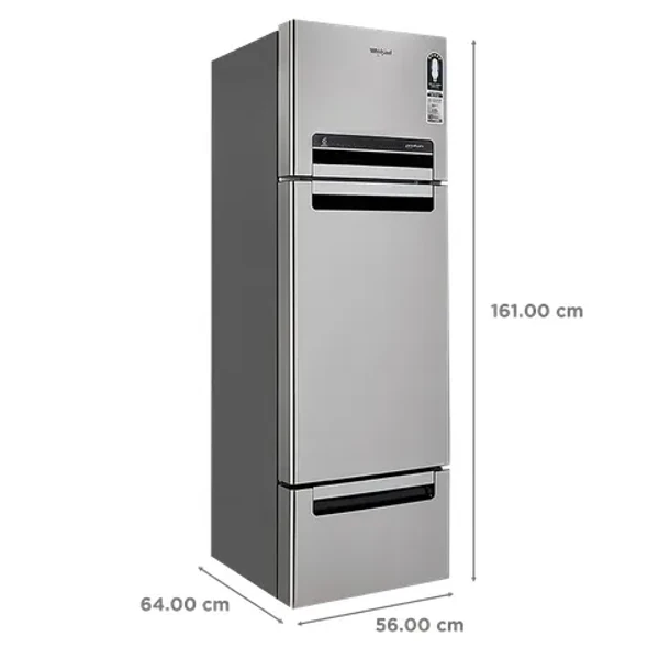 Whirlpool FP 263D Protton Roy 240 Litres Frost Free Triple Door Refrigerator with 6th Sense ActiveFresh Technology (20807, Alpha Steel) - 240