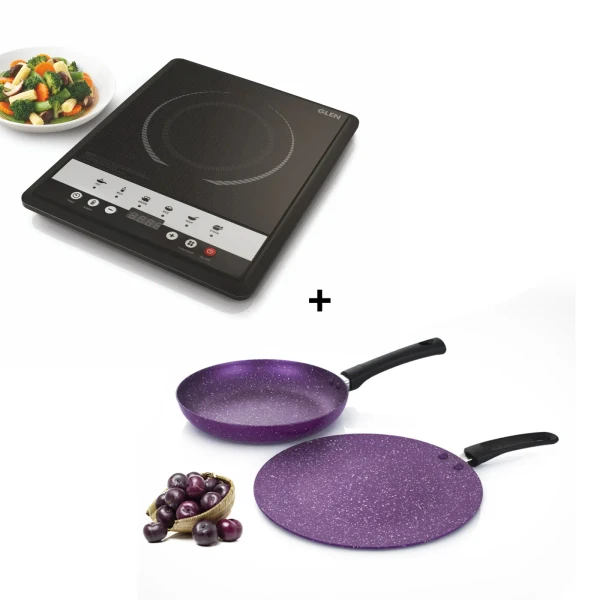 Glen SA 3070 Glen Induction Stove 1600W + Alda NS 2pc set - Plum