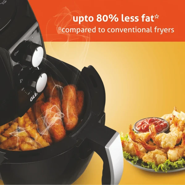 Glen Electric Rapid Fryer 3.8 Litres, 1350W, Temperature Control, Removable Frying Basket - Black (3048) - Black