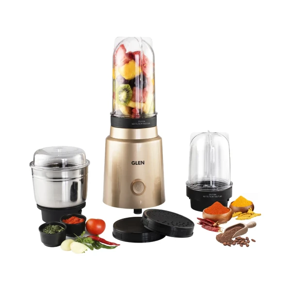 Glen Active-Blender Grinder, 350W, 20000 RPM Mixer, Grinder, Blender, 1 SS Grinder Jar, 2 Jars - Gold (4048 BG CG)