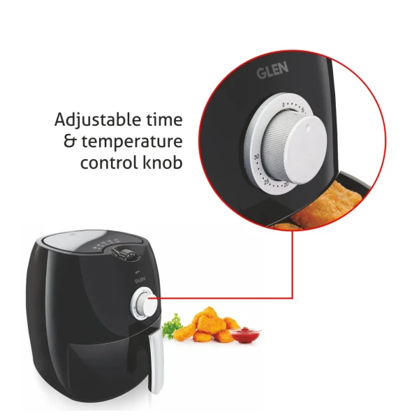 Glen Electric Air Fryer 2.8 Litres, 1350w Rapid Air Technology, Black (3044) - Black