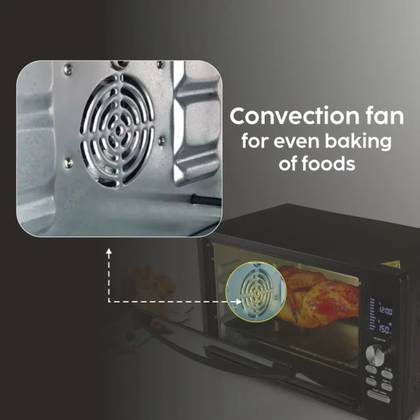 Glen Digital Oven Toaster Griller (OTG) -33 Litres with Convection, Motorized Rotisserie, 1500W - Black (5033DIGI)