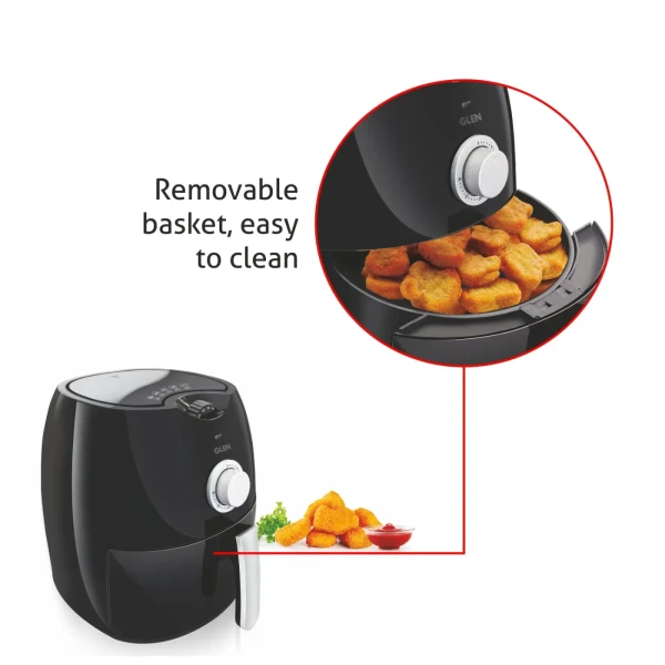 Glen Electric Air Fryer 2.8 Litres, 1350w Rapid Air Technology, Black (3044) - Black